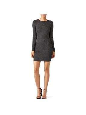 Women's Opening Ceremony Black Silver Sparkle Mini Dress S